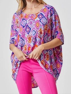 Dear Scarlett sz 2X Purple Diamond Pattern Dolman Sleeve Poncho Tops